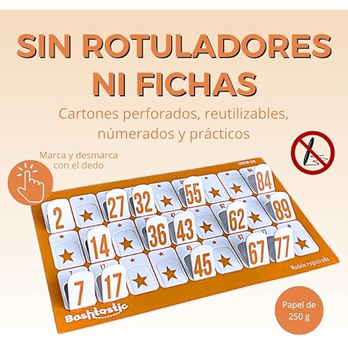 rayihni 1008 بطاقة بنغو مقطوعة 240 جرام، بطاقات بنغو قابلة لإعادة الاستخدام ومختلفة عن بعضها البعض للعب العائلي، الفعاليات أو الإقامات. بطاقات بنغو (برتقالي) - Image 2